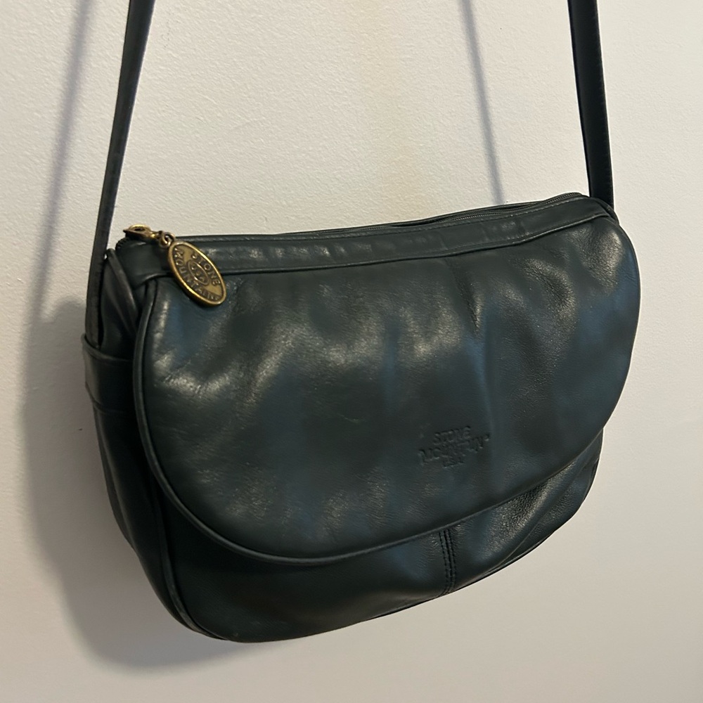 Stone Mountain Dark Green Leather crossbody Bag